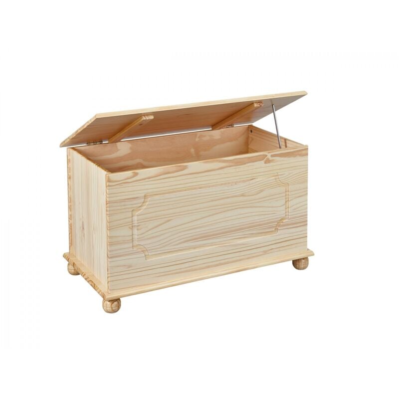 foto del prodotto panca contenitore, in pino massello color naturale, cm 89x47x53, con imballo rinforzato dmora