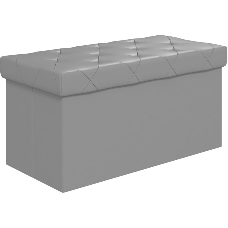 foto del prodotto panca contenitore pieghevole 84l 76x38x38 cm in finta pelle grigio