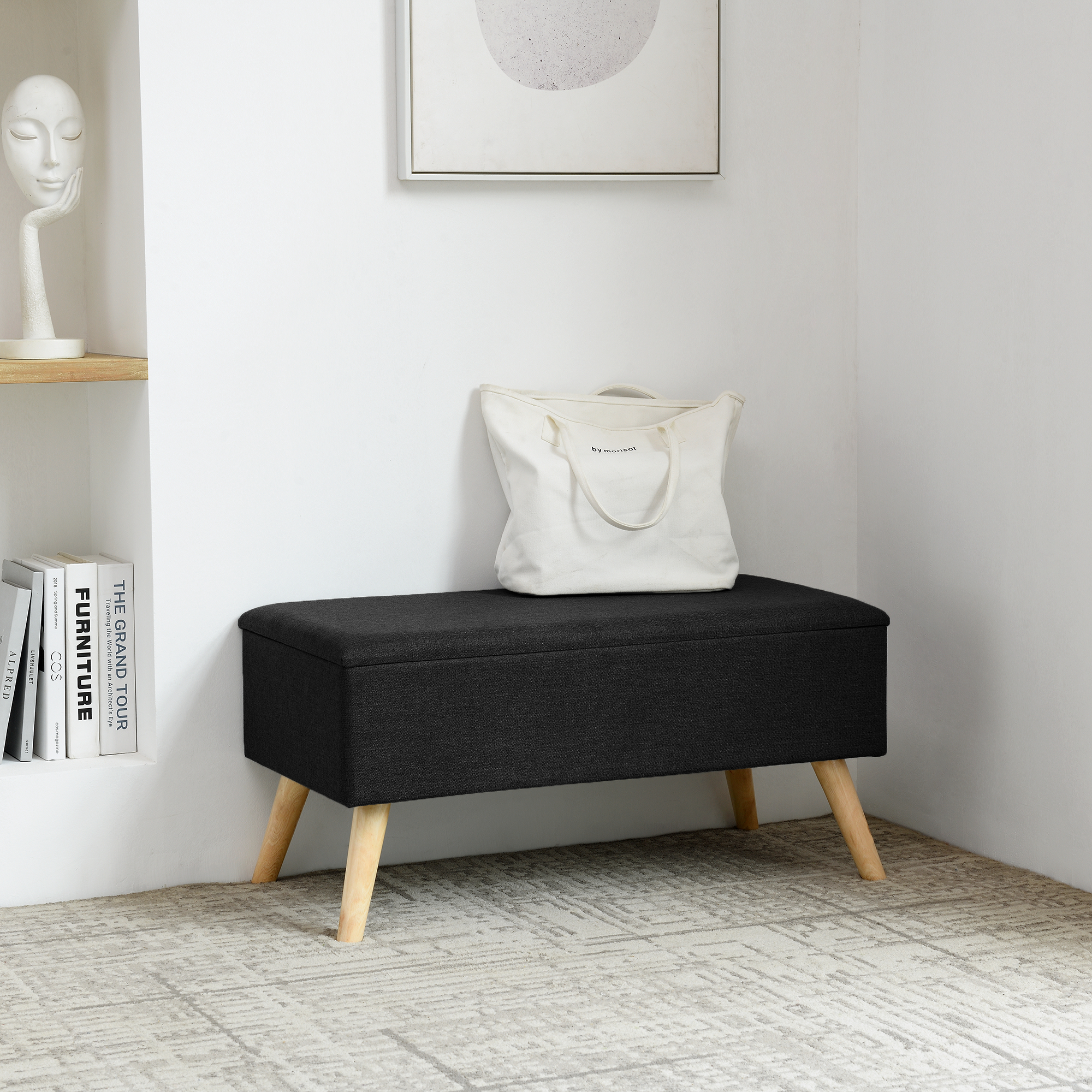 foto del prodotto panca contenitore salford cassapanca fondoletto 79 x 39,5 x 39,5 cm nero en.casa 