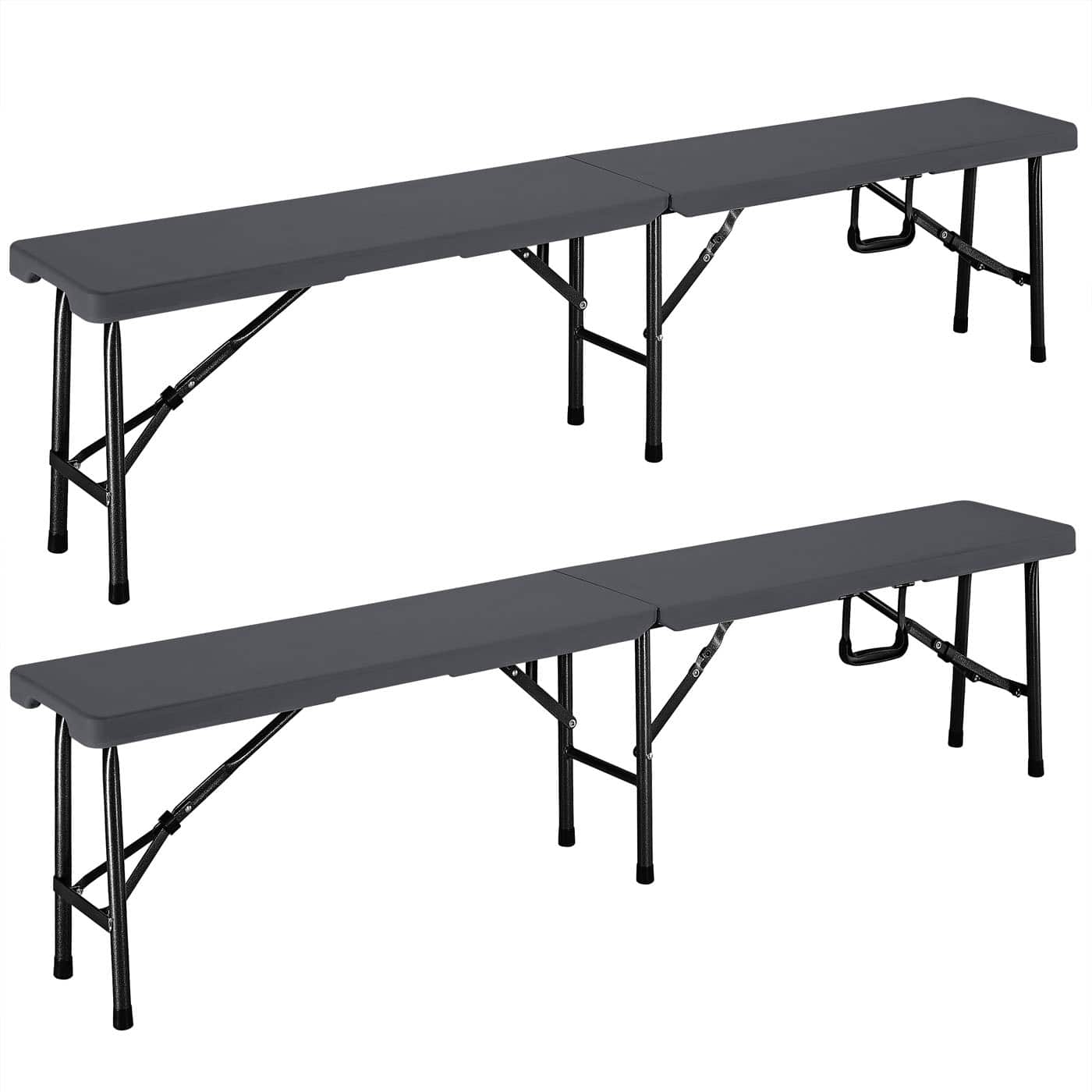 foto del prodotto panca da birra set di 2 in plastica antracite 180 cm