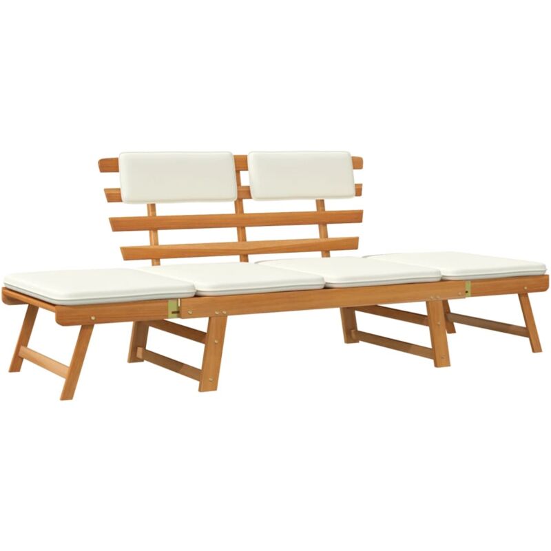 foto del prodotto panca da giardino 2 in 1, arredo da esterno, terrazza, con cuscini, in legno massello di acacia, 190 cm