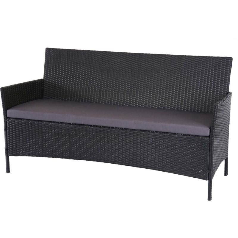 foto del prodotto panca da giardino 3 posti 154 cm in polyrattan antracite con cuscini antracite 040001101