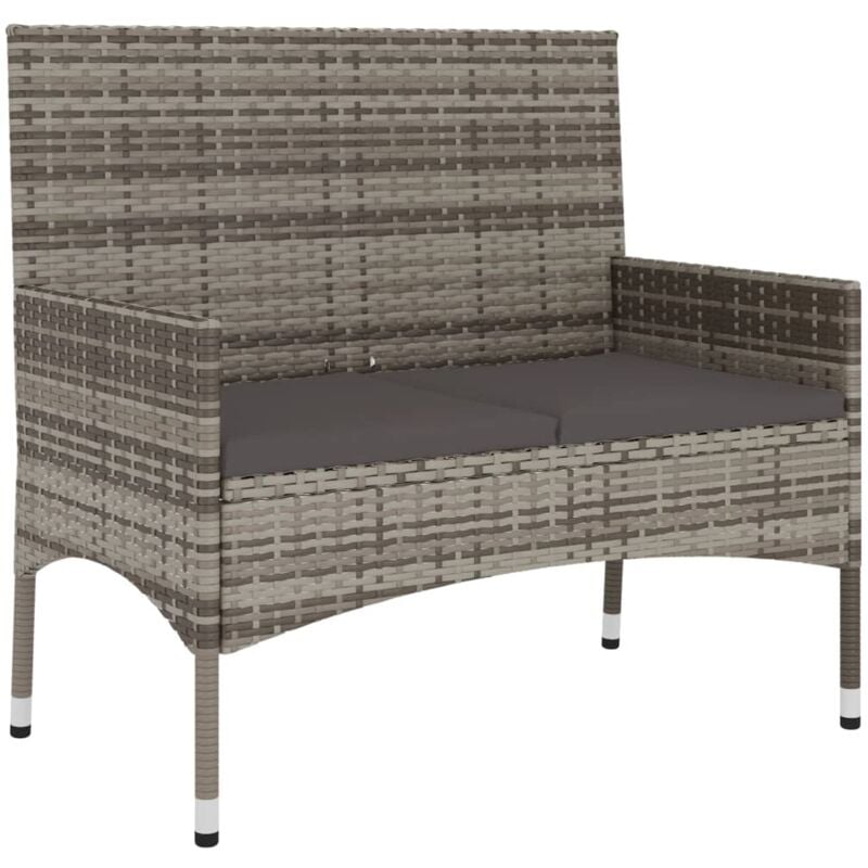 foto del prodotto panca da giardino 90 x 51 x 85 cm mobile da giardino per esterni terrazza a 2 posti con cuscini grigi resina intrecciata grigio scuro