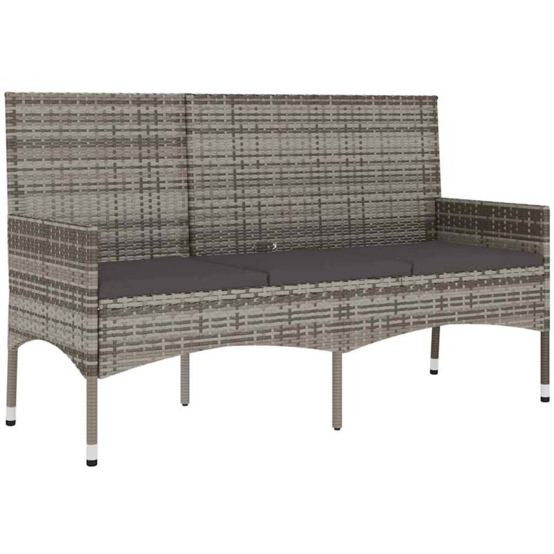 foto del prodotto panca da giardino a 3 posti con cuscini in polyrattan grigiocod mxl 119409