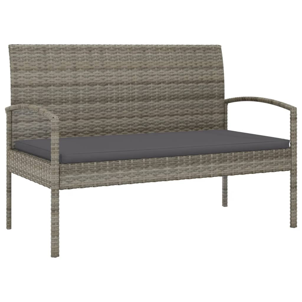 foto del prodotto panca da giardino arredo da giardino per esterni con cuscino grigio 105 cm resina intrecciata 02 0011506