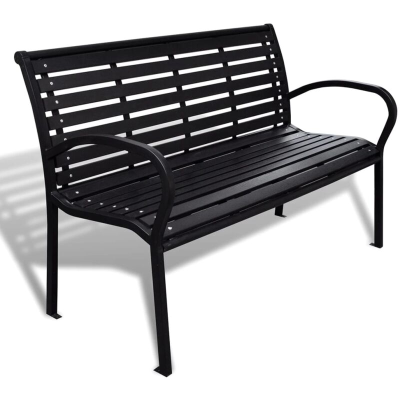 foto del prodotto panca da giardino arredo da giardino per esterni terrazza 125 cm in acciaio e wpc nero 02 0011224