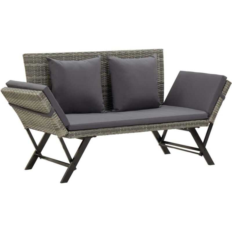 foto del prodotto panca da giardino arredo da giardino per terrazza con cuscini 176 cm in resina intrecciata grigia
