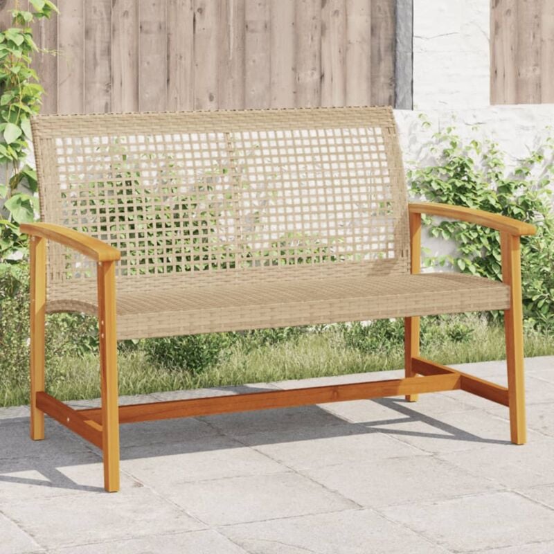 foto del prodotto panca da giardino beige 112 cm in polyrattan e legno di acacia vidaxl