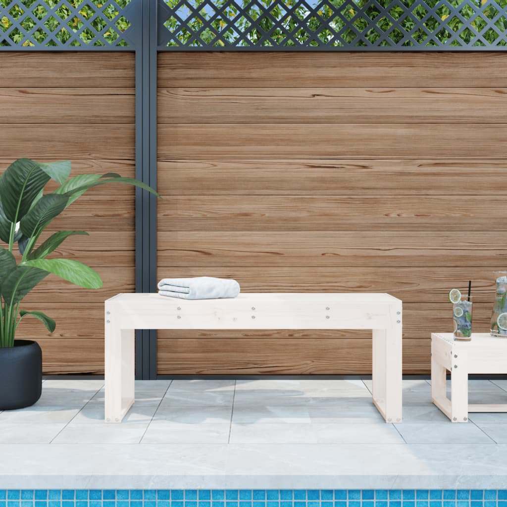 foto del prodotto panca da giardino bianca 110x38x45 cm legno massello di pinocod mxl 127367