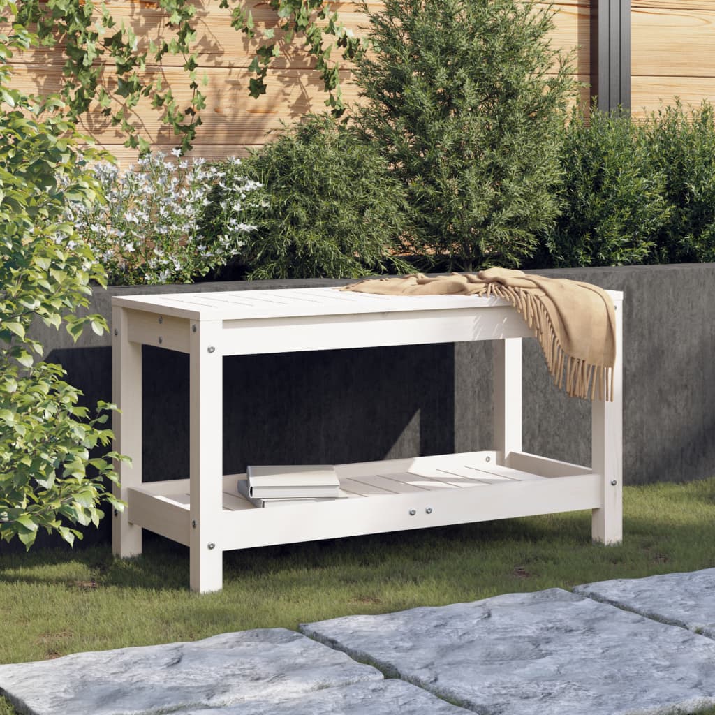 foto del prodotto panca da giardino bianca 82,5x35x45 cm legno massello di pinocod mxl 83630