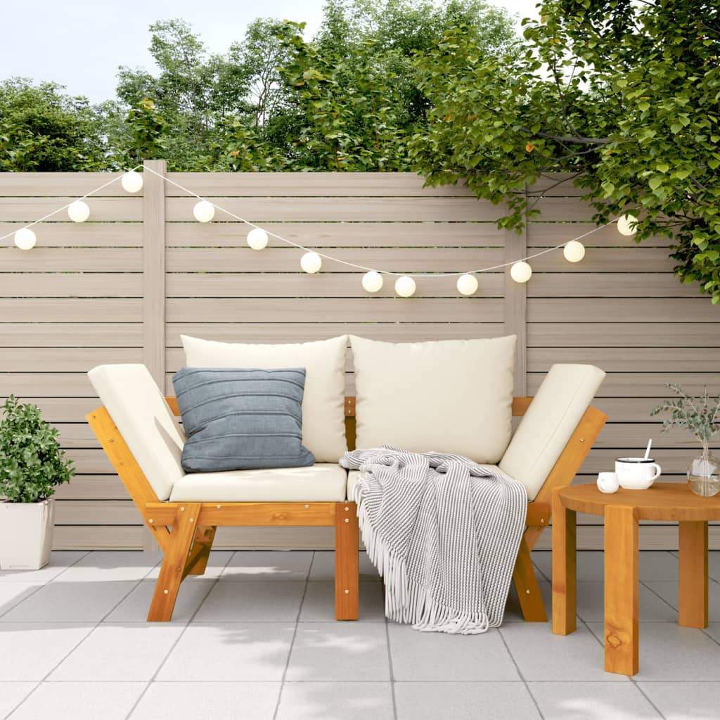 foto del prodotto panca da giardino con cuscini 2 in 1 in legno di acacia