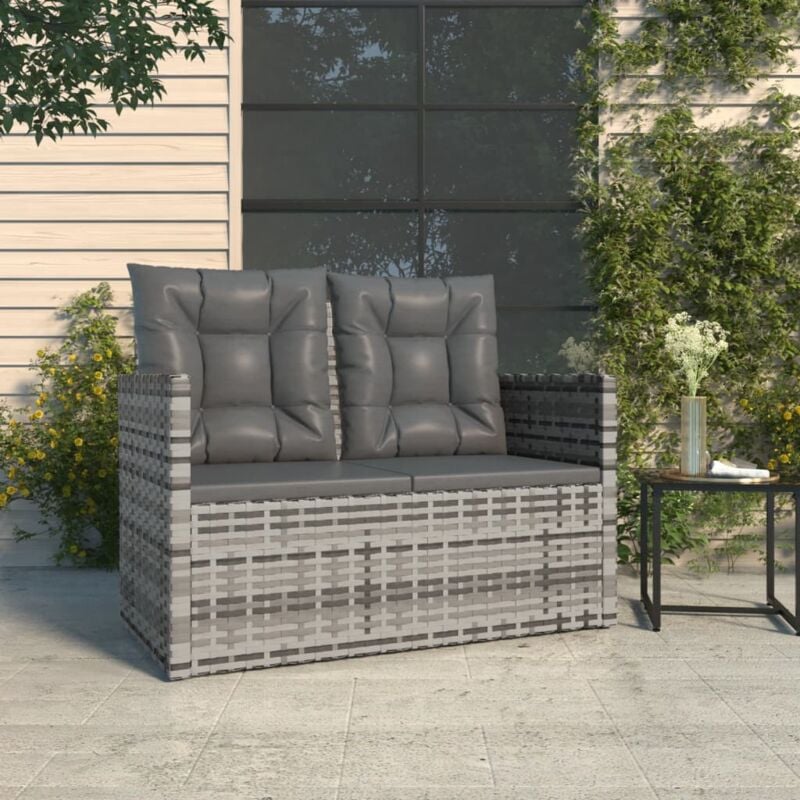 foto del prodotto panca da giardino con cuscini grigia 105 cm in polyrattan vidaxl