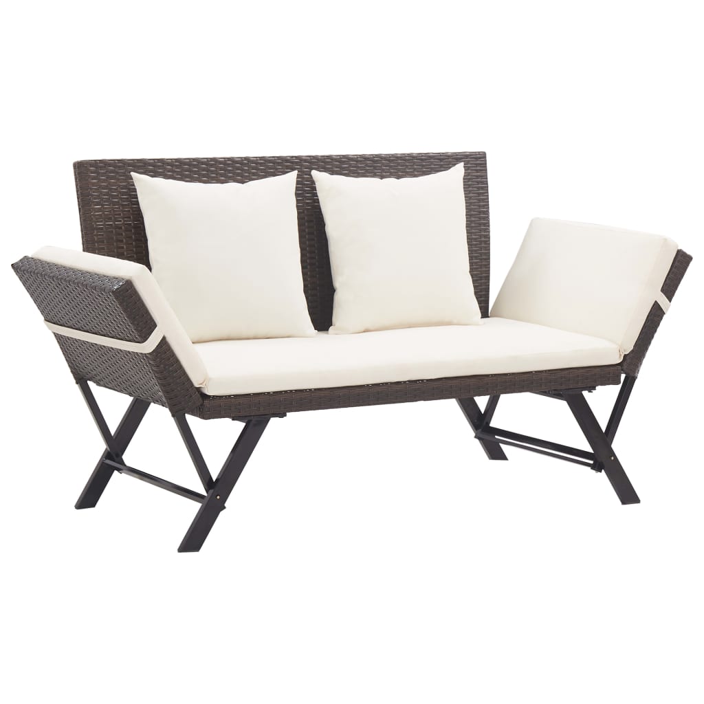 foto del prodotto panca da giardino con cuscini marrone 176 cm in polyrattan