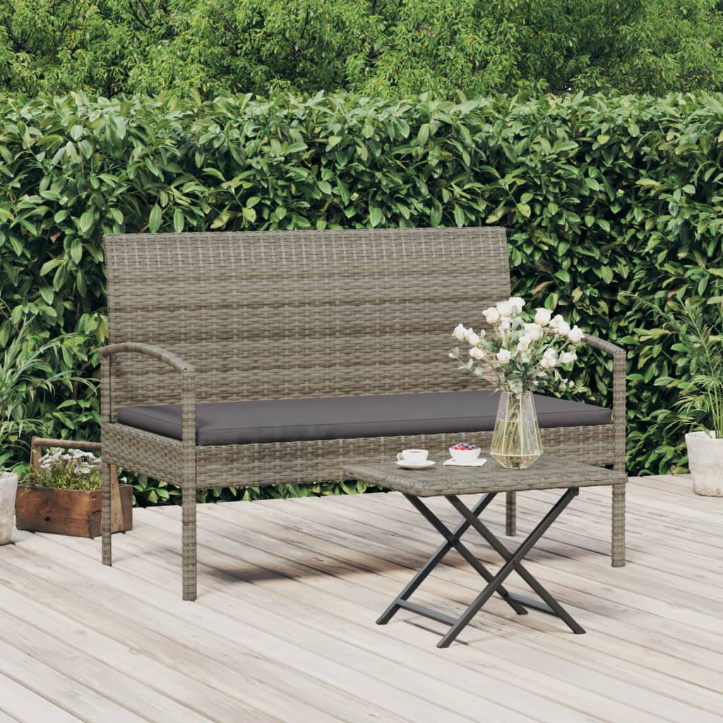 foto del prodotto panca da giardino con cuscino grigia 105 cm in polyrattancod mxl 129797