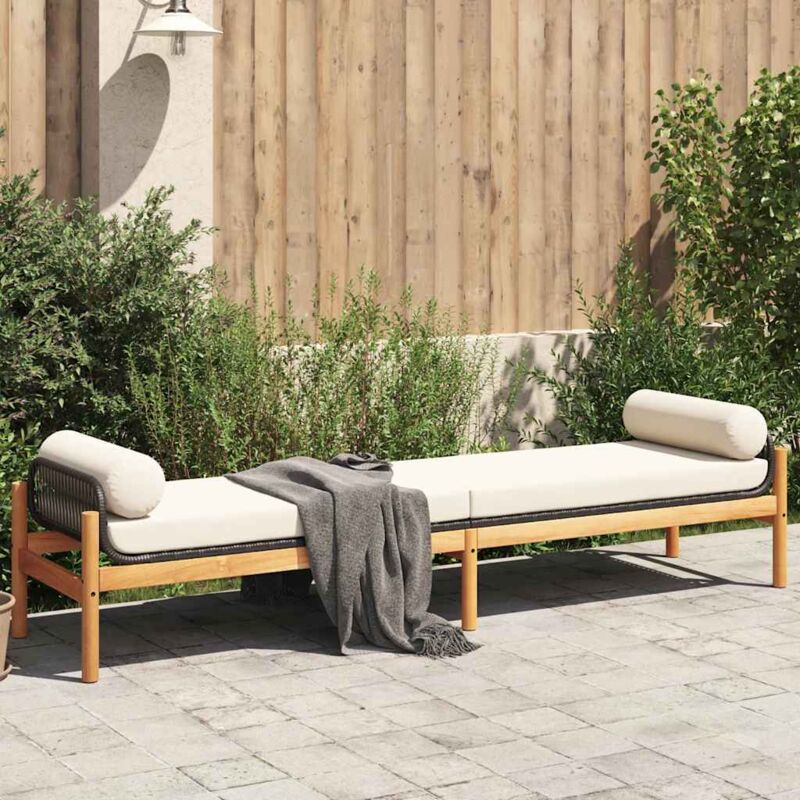 foto del prodotto panca da giardino con cuscino in polyrattan e acacia vidaxl