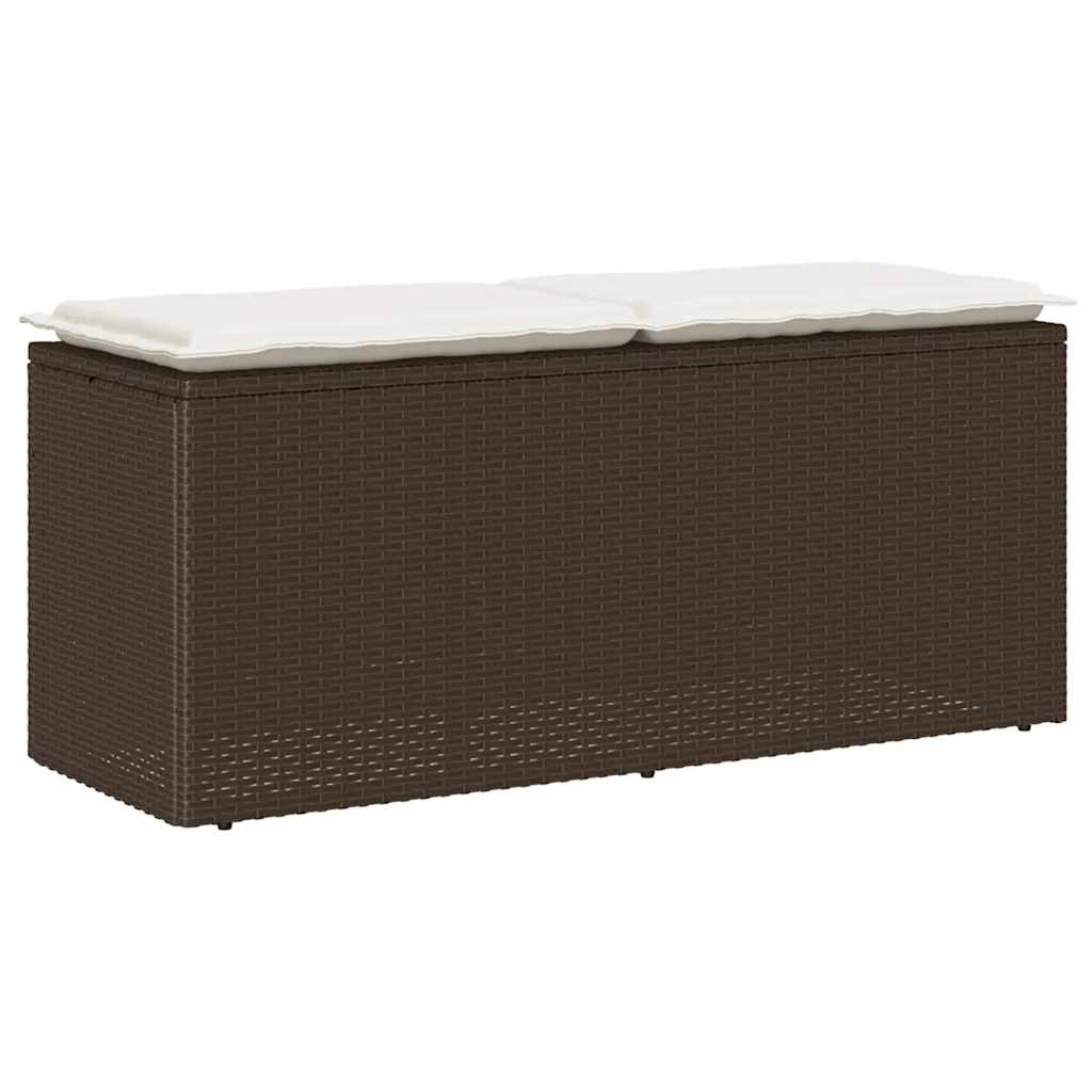 foto del prodotto panca da giardino con cuscino marrone 110x40x44cm in polyrattan