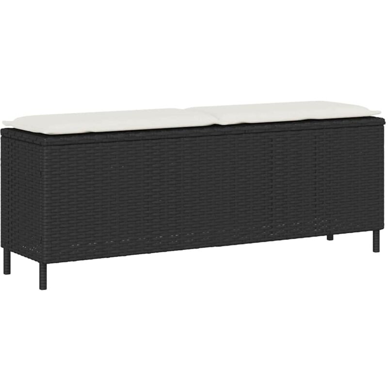 foto del prodotto panca da giardino con cuscino nera 110x30x40,5 cm in polyrattan vidaxl 513458
