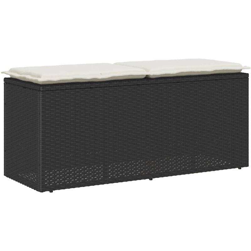 foto del prodotto panca da giardino con cuscino nera 110x40x44 cm in polyrattan vidaxl