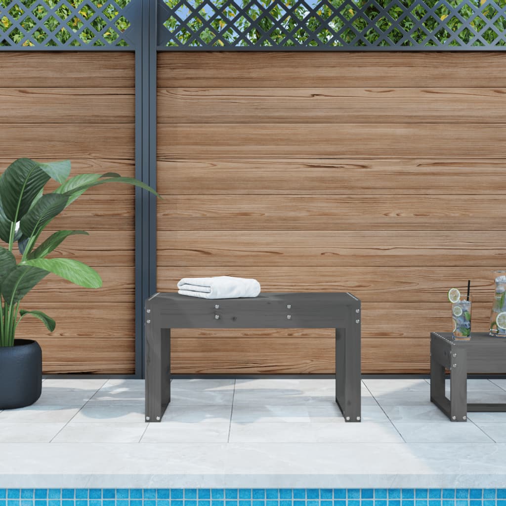 foto del prodotto panca da giardino grigia 80x38x45 cm legno massello di pino