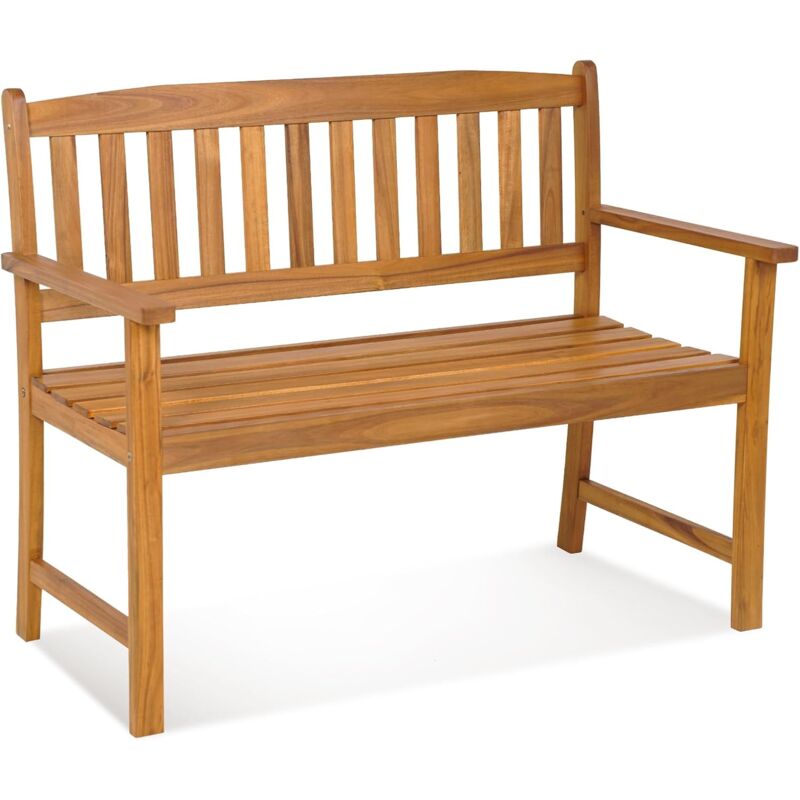 foto del prodotto panca da giardino in legno di acacia, panchina confortevole per giardino, cortile e balcone, carico massimo di 360 kg modello 3 goplus