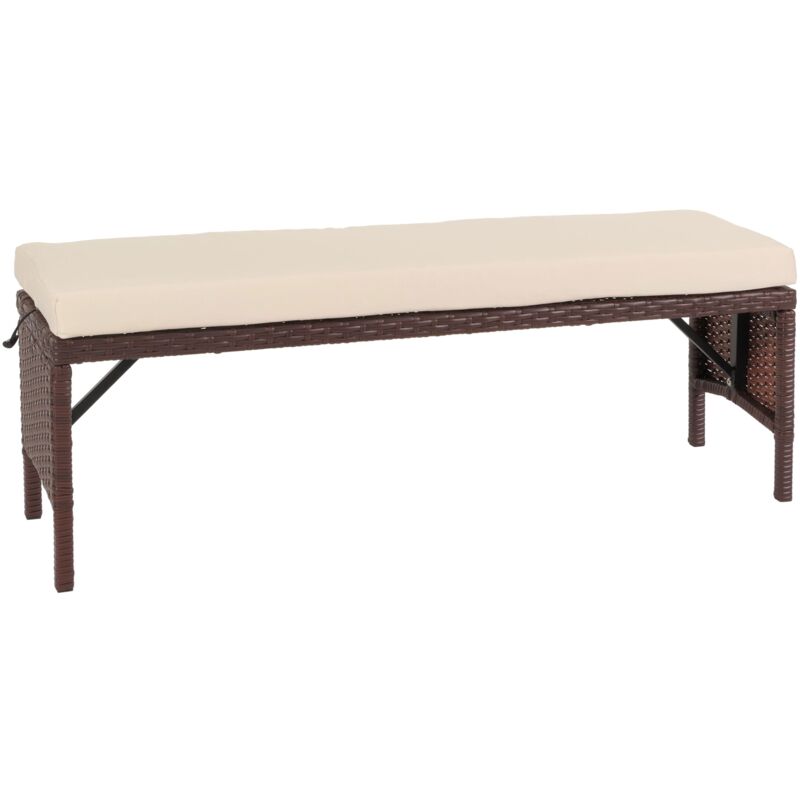 foto del prodotto panca da giardino in polyrattan marrone lunghezza 112 cm cuscino crema 040005838