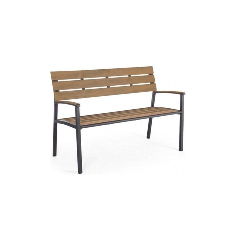 foto del prodotto panca da giardino isak in acciaio e poly wood, panchina per giardino e veranda verniciata a polvere antracite