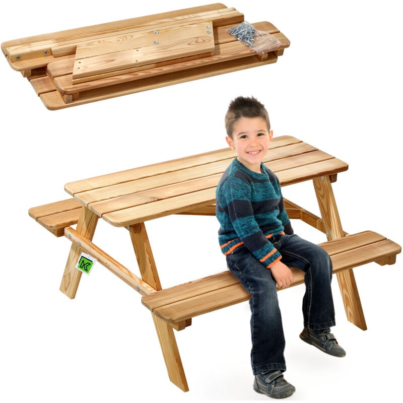 foto del prodotto panca da giardino kadax panca per bambini in legno con tavolo per il giardino