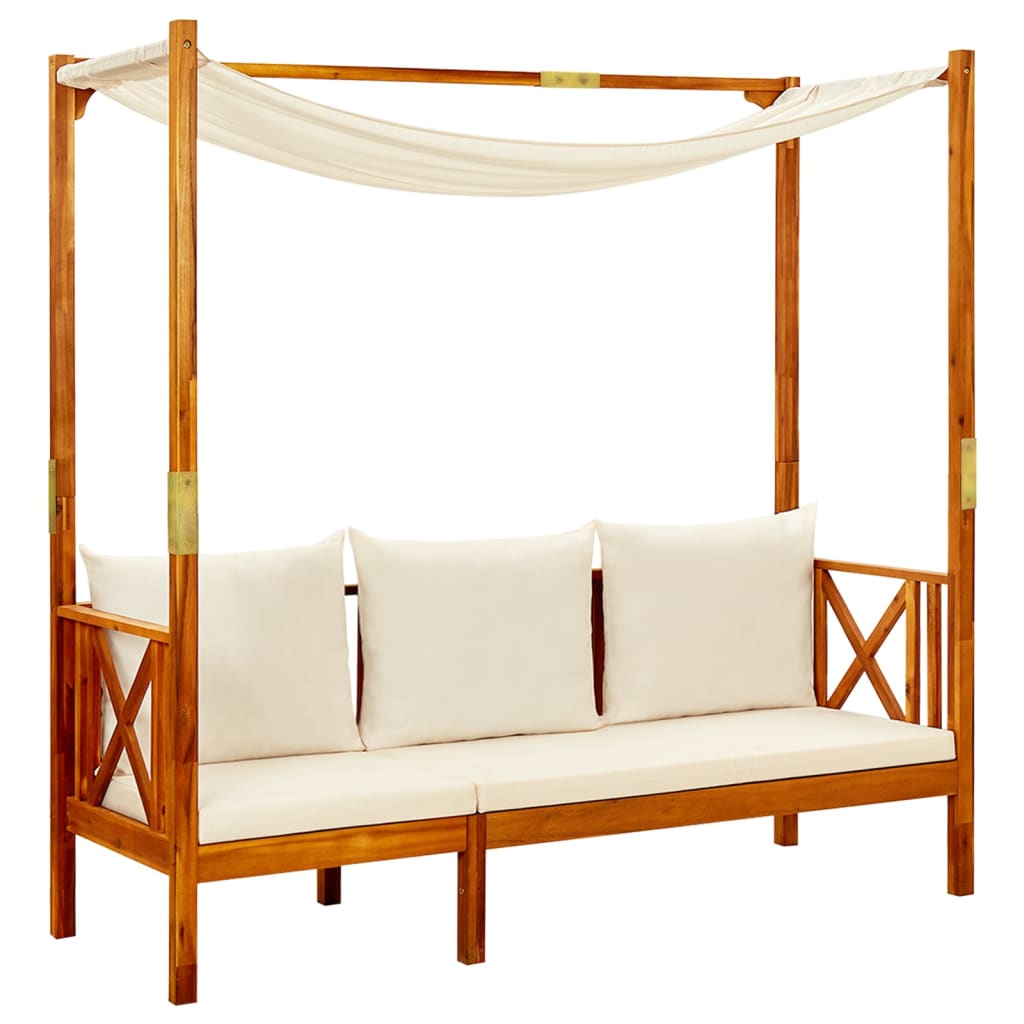 foto del prodotto panca da giardino mobili da giardino per esterni terrazza con tenda da sole in legno massello di acacia 02 0011343