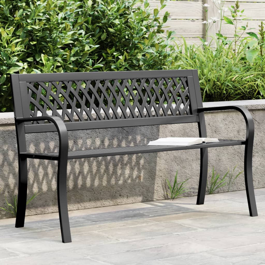 foto del prodotto panca da giardino nera 120 cm acciaio