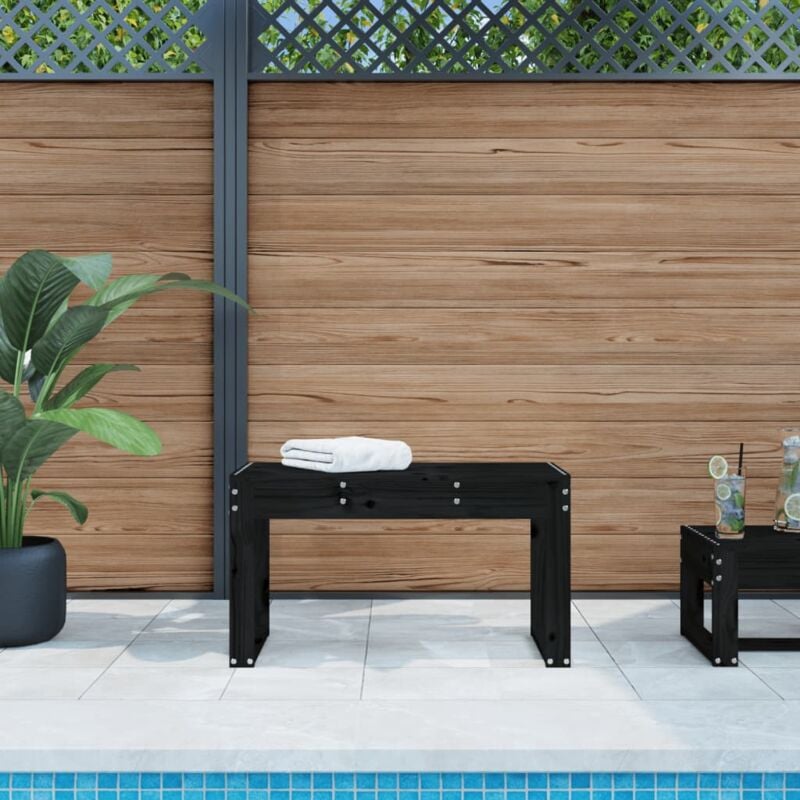 foto del prodotto panca da giardino nera 80x38x45 cm in legno massello di pino vidaxl