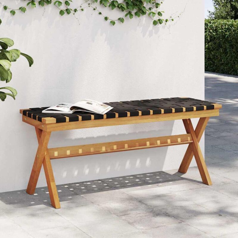 foto del prodotto panca da giardino nera in legno massello di acacia e tessuto - vidaxl