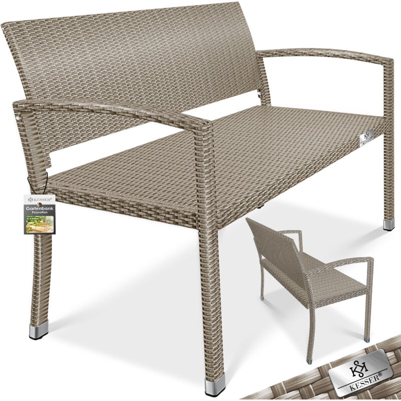 foto del prodotto panca da giardino polyrattan 2 posti resistente alle intemperie panca in rattan resistente ai raggi uv e caricabile fino a 320 kg panca da balcone