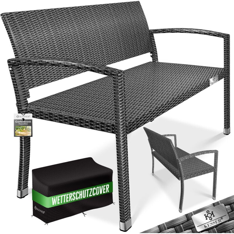 foto del prodotto panca da giardino polyrattan 2 posti resistente alle intemperie panca in rattan resistente ai raggi uv e caricabile fino a 320 kg panca da balcone