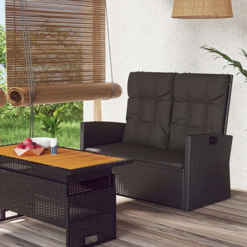foto del prodotto panca da giardino reclinabile con cuscini 118cm polyrattan nero vidaxl