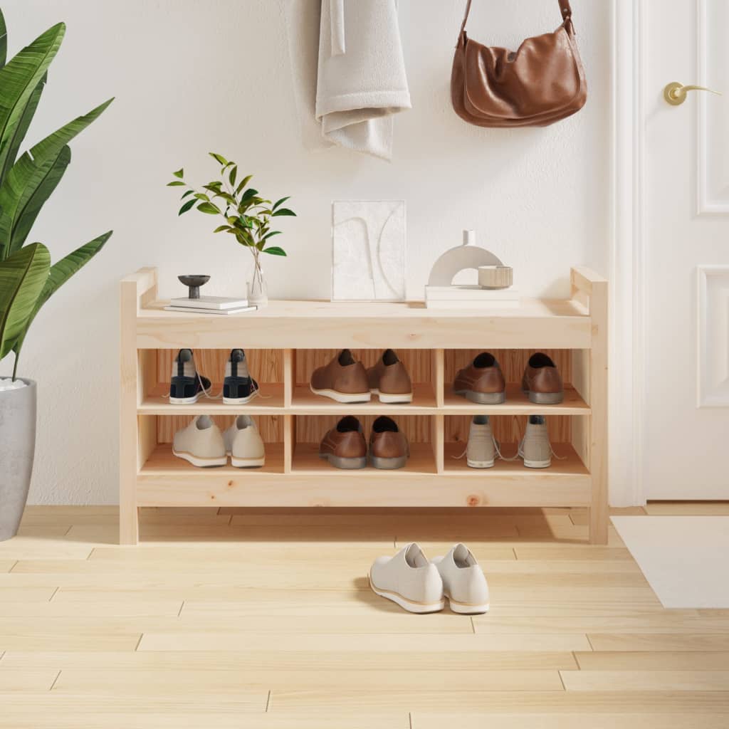 foto del prodotto panca da ingresso 110x40x60 cm in legno massello di pino