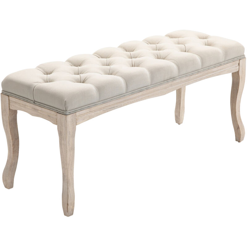 foto del prodotto panca da ingresso con seduta imbottita in tessuto 110x40x48cm beige homcom