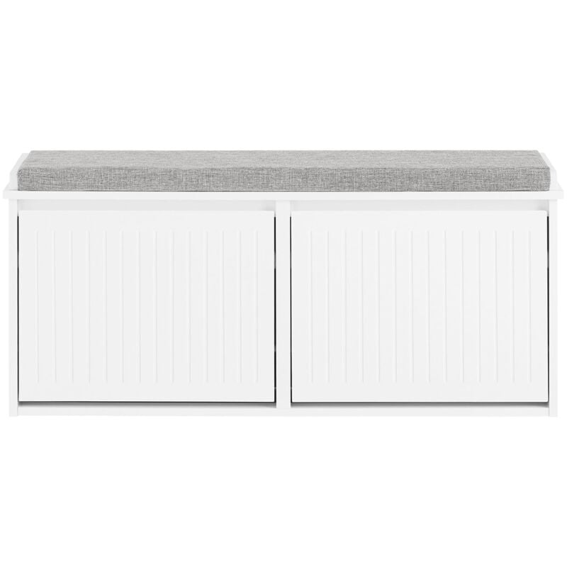 foto del prodotto panca da ingresso scarpiera con cuscino scarpiera con 4 ripiani bianco 100x26x46cm fsr98 xl w sobuy