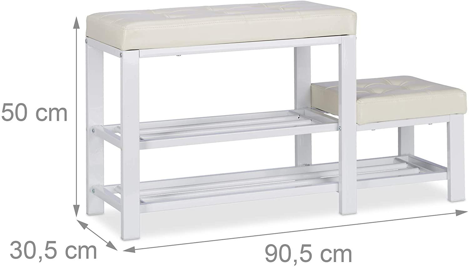 foto del prodotto panca da ingresso scarpiera panca sgabello 90,5 cm bianco 13_0000352_2