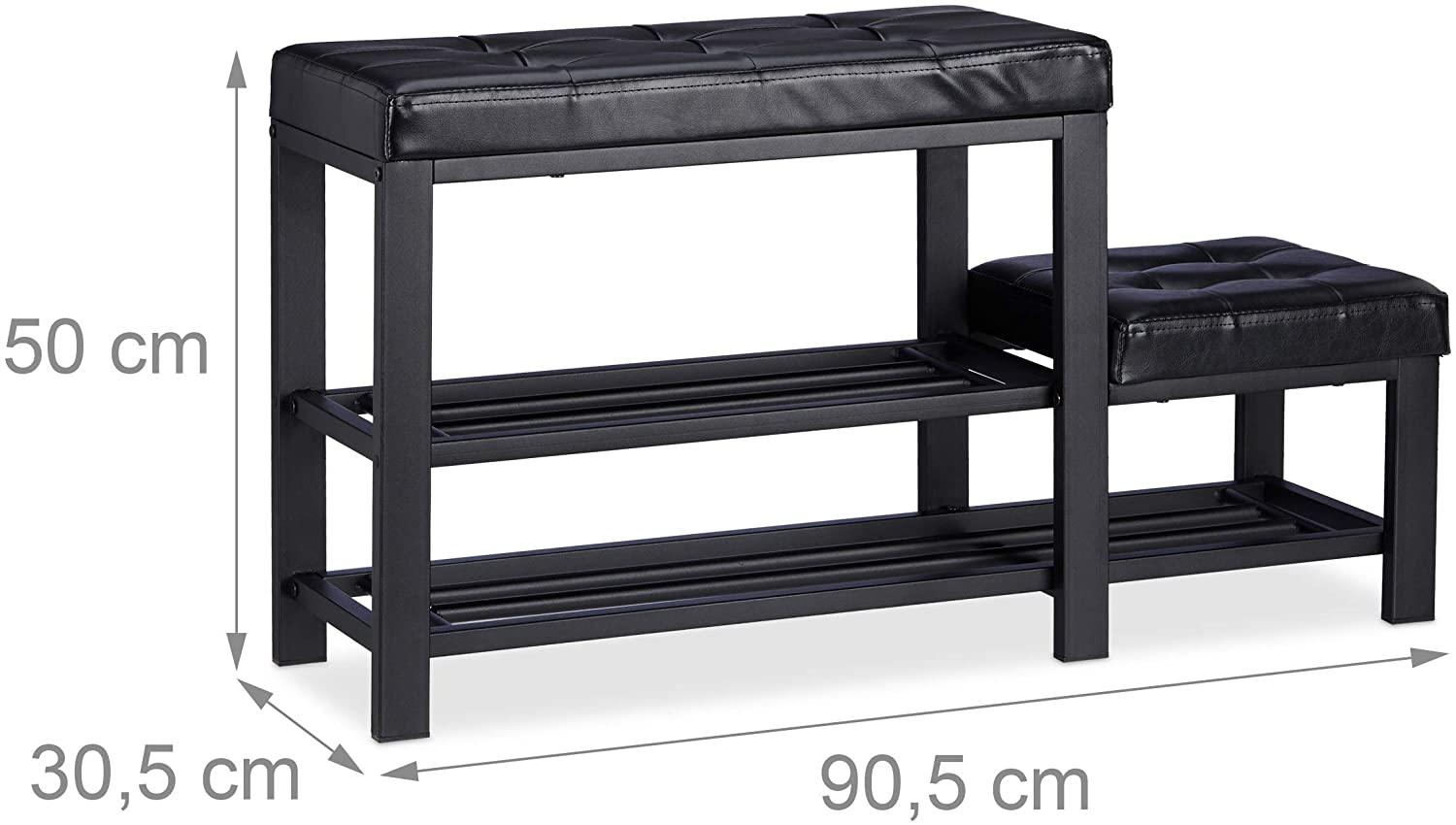 foto del prodotto panca da ingresso scarpiera panca sgabello 90,5 cm nero 13_0000352_3