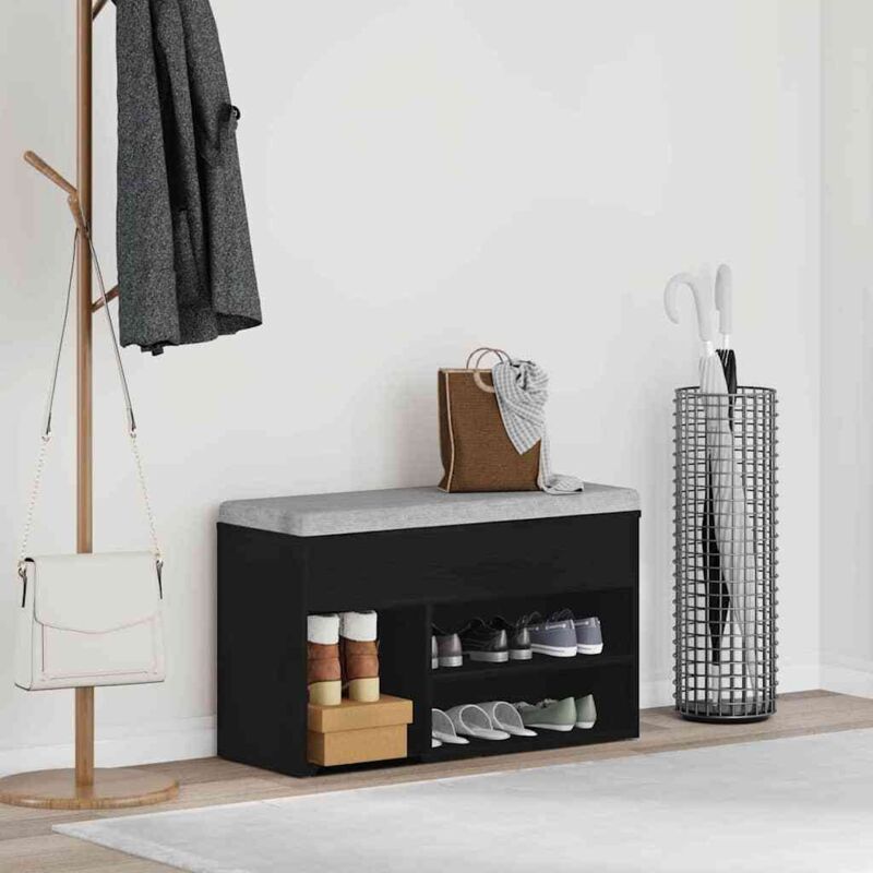 foto del prodotto panca da ingresso vidaxl nera in rovere 60x30x45 cm in legno