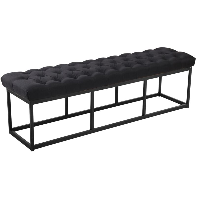 foto del prodotto panca design amun in metallo nero opaco e tessuto nero 150 cm