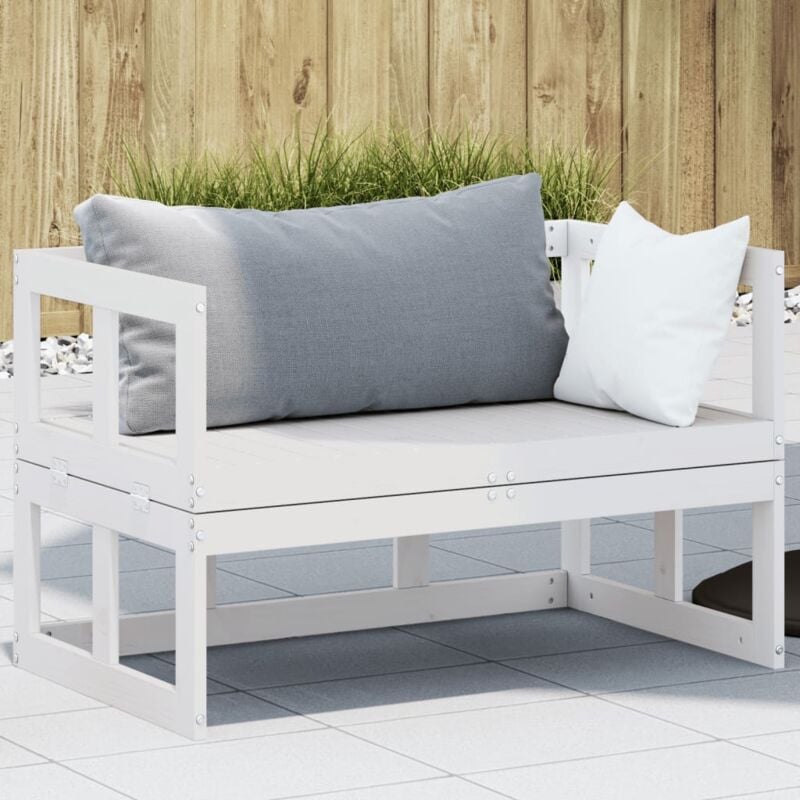 foto del prodotto panca divano giardino estensibile bianco legno massello di pino vidaxl