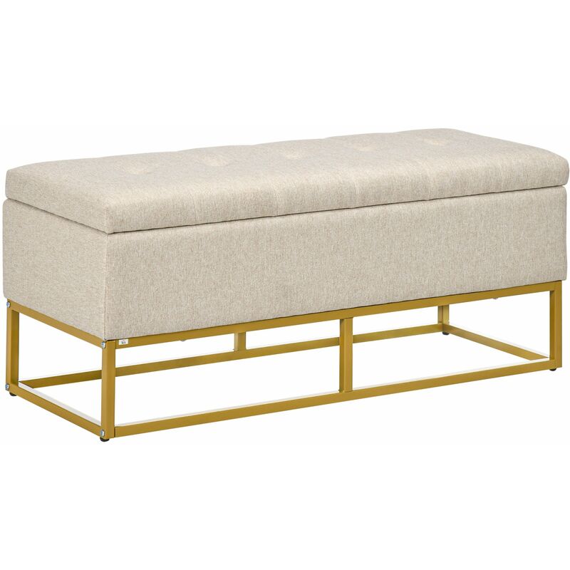 foto del prodotto panca fondo letto 110x44x48 cm con contenitore in poliestere trapuntata beige