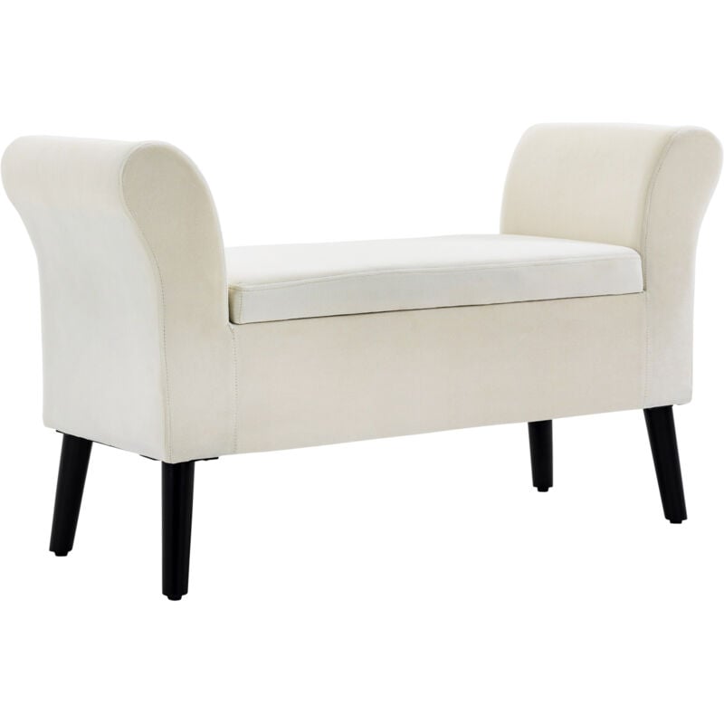 foto del prodotto panca fondo letto con vano contenitore e braccioli bianco crema homcom