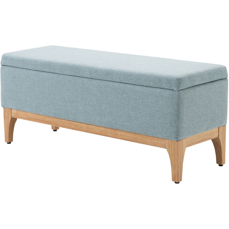 foto del prodotto panca fondo letto design scandinavo in tessuto effetto lino e legno homcom