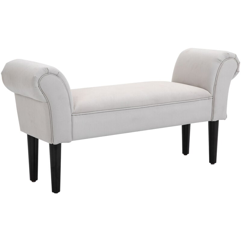 foto del prodotto panca fondo letto di design imbottita con braccioli arrotolati, grigio homcom