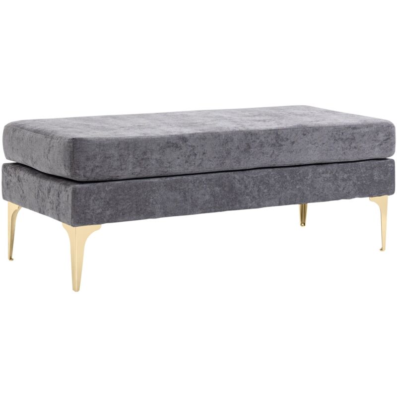 foto del prodotto panca fondo letto imbottita a 2 strati 121x50,5x46,5 cm in tessuto effetto velluto grigio scuro