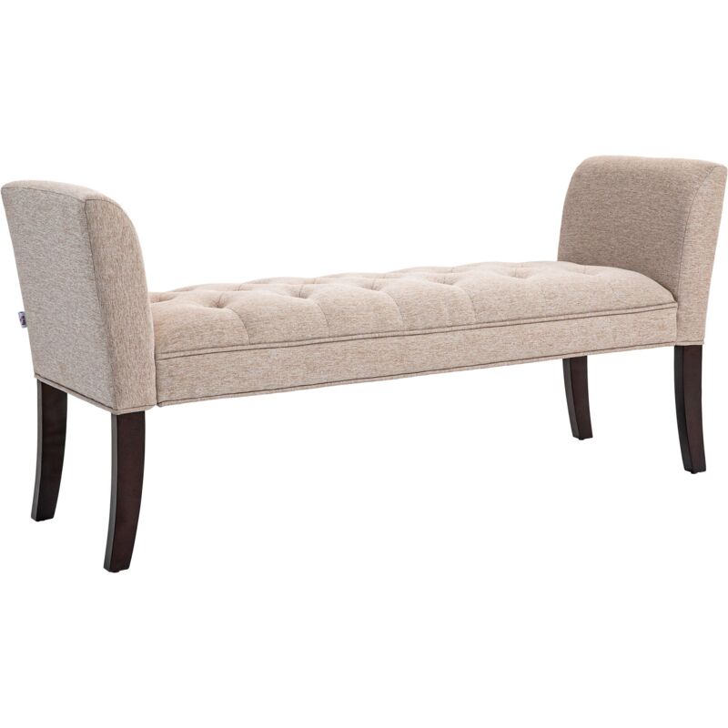 foto del prodotto panca fondo letto imbottita e a bottoni 141x44x65 cm in legno e tessuto effetto lino beige