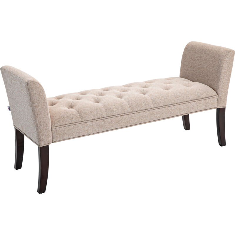 foto del prodotto panca fondo letto imbottita in poliestere e legno 141x44x65 cm beige homcom