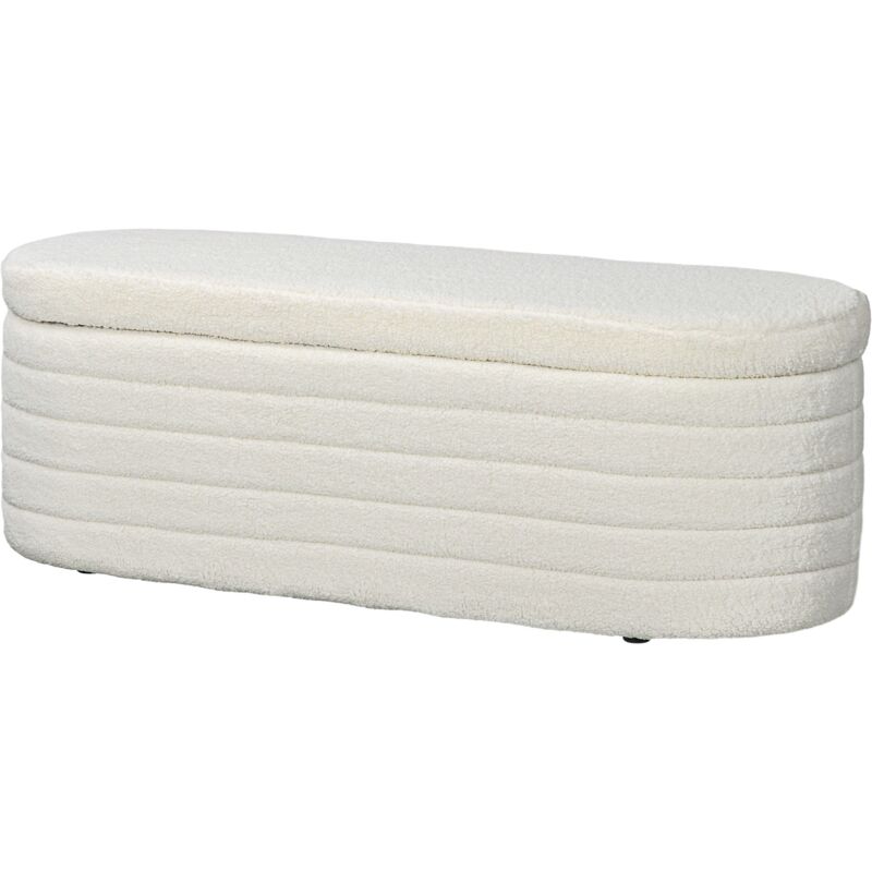 foto del prodotto panca fondoletto con vano contenitore 116x41x40,5 cm in tessuto teddy crema